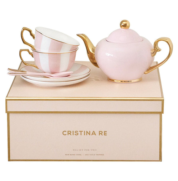 Cristina Re - Blush Stripe Tea Set For Two