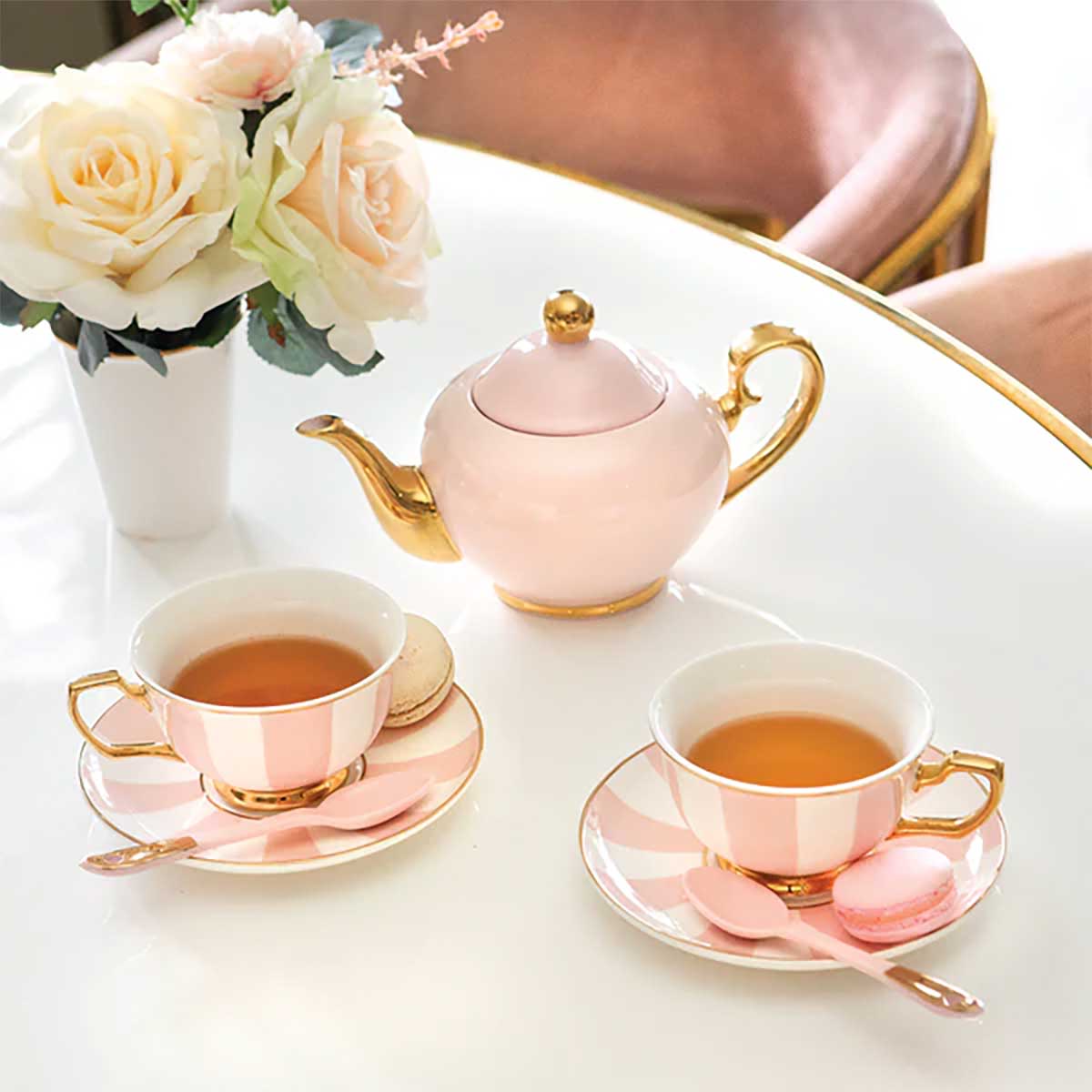 Cristina Re - Blush Stripe Tea Set For Two - Amazing Graze Flowers