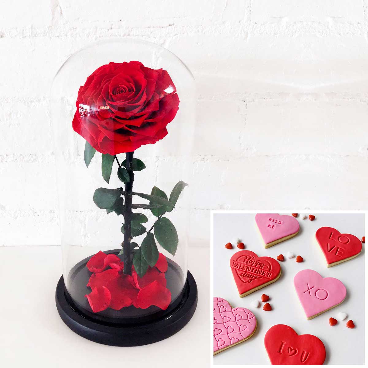 Everlasting Rose + I love you Cookies - Amazing Graze Flowers