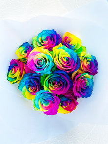 12 Rainbow Roses